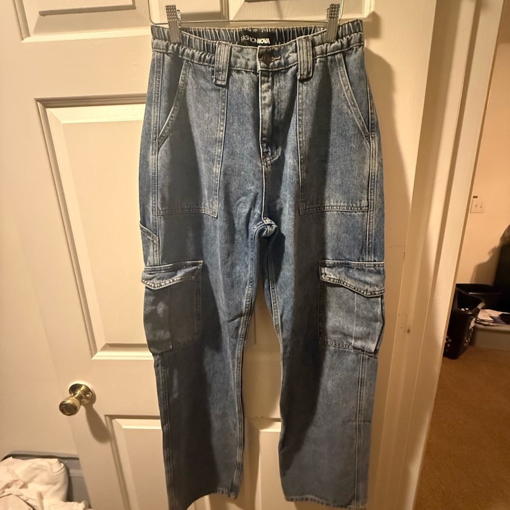 Blue Denim Cargo Jeans